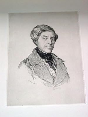 Bild des Verkufers fr Gravure sur cuivre sur vlin de Rives par Pierre GANDON reprsentant Jules MICHELET zum Verkauf von JOIE DE LIRE