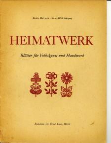 Imagen del vendedor de Heimatwerk. Bltter fr Volkskunst und Handwerk a la venta por Antiquariaat Parnassos vof