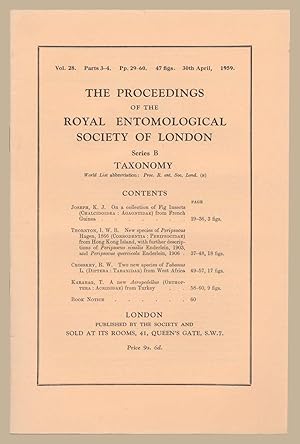 The Proceedings of the Royal Entomological Society of London Vol 28