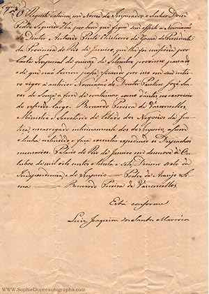 Copy document, in Portuguese with translation, (Pedro de, 1793-1873, Sole Regent of Brazil, 1837-...