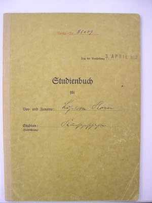 Studienbuch (für Liselotte Horn; Philipps-Universität Marburg)