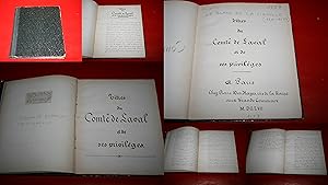 Titres du Comté de Laval et de ses Privilèges. Manuscrit 19ème Siècle.