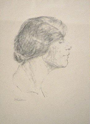 "Frauenkopf": Tilla Durieux. Lithographie auf Japan, 43 x 31 cm, ca. 1920, links unten signiert. ...