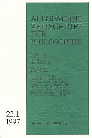 Seller image for Allgemeine Zeitschrift fr Philosophie (AZP) 22.1 (1997) Im Auftrag der Allgemeinen Gesellschaft fr Philosophie in Deutschland e. V. for sale by Fundus-Online GbR Borkert Schwarz Zerfa