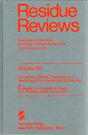Immagine del venditore per Residue Reviews (Volume 83, 1982) Residues of Pesticides and Other Contaminants in the Total Environment venduto da Round Table Books, LLC