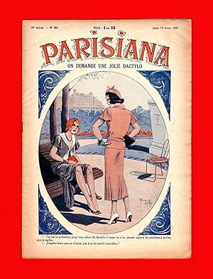 Image du vendeur pour Parisiana - Jeudi 13 Avril 1933. Art Deco/ Nouveau. Pin-up, light erotica; cover art by Rene Giffey mis en vente par Singularity Rare & Fine