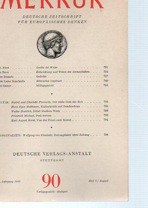 Seller image for Merkur: Deutsche Zeitschrift fur Europaisches Denken, 90 (August 1955, No.8) for sale by Bookfeathers, LLC