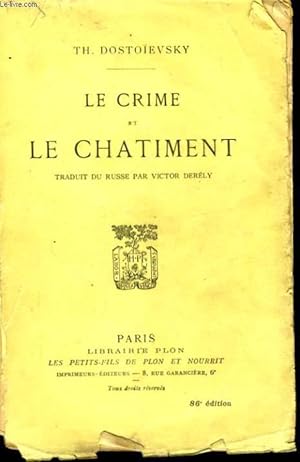 Image du vendeur pour LE CRIME ET LE CHATIMENT mis en vente par Le-Livre