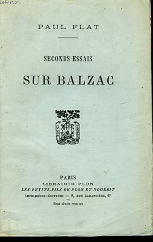 Bild des Verkufers fr SECONDS ESSAIS SUR BALZAC zum Verkauf von Le-Livre