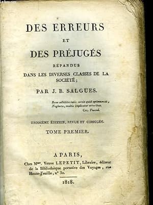 Bild des Verkufers fr DES ERREURS ET DES PREJUGES REPANDUS DANS LES DIVERSES CLASSES DE LA SOCIETE - 3 TOMES zum Verkauf von Le-Livre