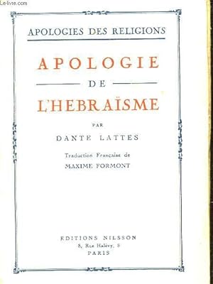 Bild des Verkufers fr APOLOGIE DE L'HEBRAISME zum Verkauf von Le-Livre
