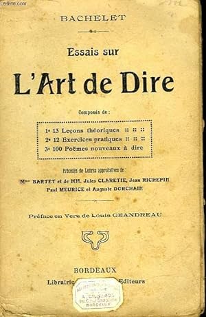 Immagine del venditore per ESSAIS SUR L'ART DE DIRE venduto da Le-Livre