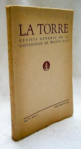 Seller image for LA TORRE. Revista general de la Universidad de Puerto Rico. Ao VI nm 23 Julio - Septiembre 1958 for sale by La Social. Galera y Libros