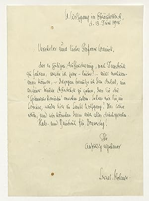 Bild des Verkufers fr Eigenh. Brief mit U. zum Verkauf von Eberhard Kstler Autographen&Bcher oHG