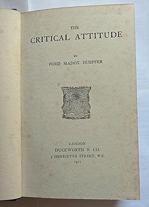 Imagen del vendedor de The Critical Attitude a la venta por LONGLAND BOOKS