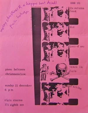 Handbill announcing Piero Heliczer's one-man "Christmas Show" Film Screening (Elgin Cinema) - Ins...