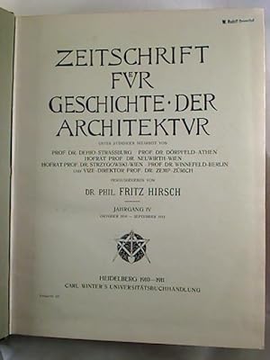 Zeitschrift für Geschichte der Architektur. - Jg. 4 (Okt. 1910 - Sept. 1911)