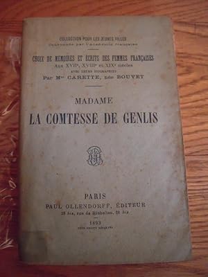 Imagen del vendedor de Madame la comtesse de Genlis a la venta por Librairie des Possibles