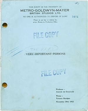 Seller image for The V.I.P.s [Very Important Persons] (Original screenplay for the 1963 film) for sale by Royal Books, Inc., ABAA