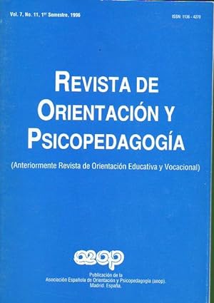 Seller image for REVISTA ESPAOLA DE ORIENTACIN Y PSICOPEDAGOGA. Vol. 7. N 11. for sale by angeles sancha libros