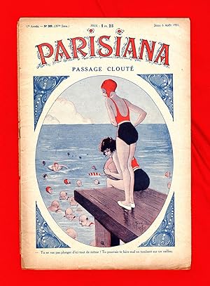 Image du vendeur pour Parisiana - Jeudi 6 Aout 1931. Art Deco/Nouveau; pin-up; light erotica. Cover art by Rene Giffey mis en vente par Singularity Rare & Fine