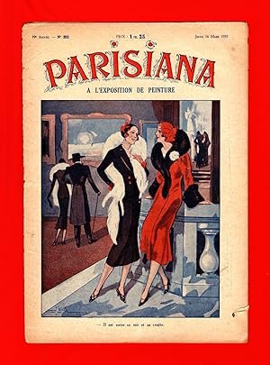 Seller image for Parisiana - Jeudi 16 Mars 1933. Art Deco/Nouveau. Pin-up; light erotica; cover art by Marcel Bloch; rear cover art by Rene Giffey for sale by Singularity Rare & Fine