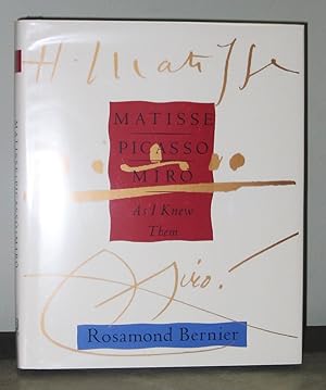 Imagen del vendedor de Matisse, Picasso and Miro: As I Knew Them a la venta por Exquisite Corpse Booksellers