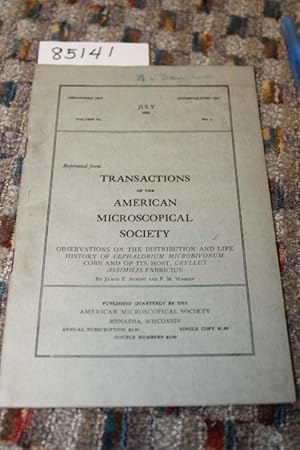 Seller image for TRANSACTIONS OF THE AMERICAN MICROSCOPICAL SOCIETY for sale by Princeton Antiques Bookshop