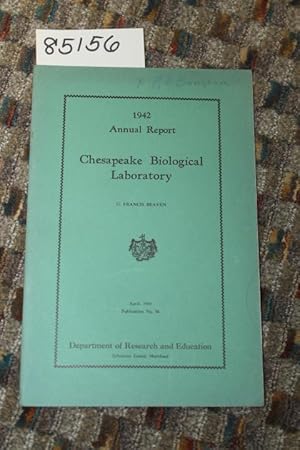 Image du vendeur pour 1942 ANNUAL REPORT CHESAPEAKE BIOLOGICAL LABORATORY mis en vente par Princeton Antiques Bookshop
