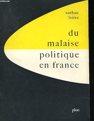Bild des Verkufers fr DU MALAISE POLITIQUE EN FRANCE zum Verkauf von Le-Livre