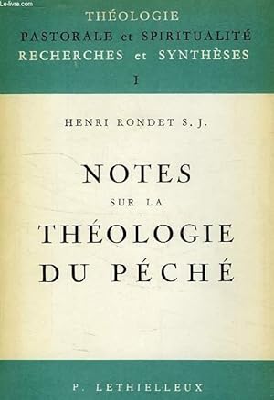 Seller image for NOTES SUR LA THEOLOGIE DU PECHE for sale by Le-Livre