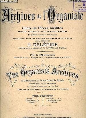 Seller image for ARCHIVE DE L'ORGANISTE N4 for sale by Le-Livre