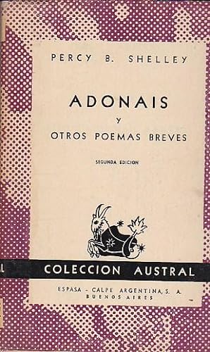 Imagen del vendedor de Adonais y otros poemas breves a la venta por LIBRERA GULLIVER