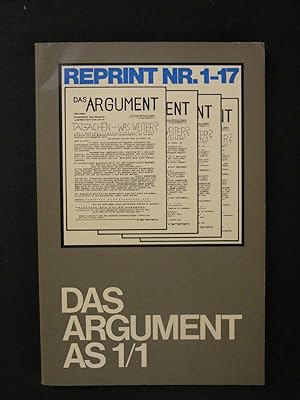 Immagine del venditore per Das Argument Reprint Nr. 1- 17 AS 1/1 venduto da Antiquariat Strter