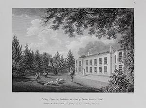 Original Antique Engraving Illustrating Pelling Place in Berkshire, the Seat of James Bonnell, Es...