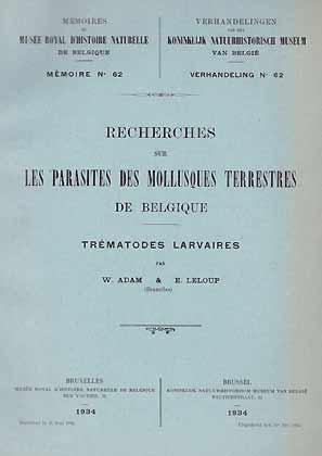 Bild des Verkufers fr Recherches sur les parasites des mollusques terrestres de Belgique. Trematodes larvaires zum Verkauf von ConchBooks