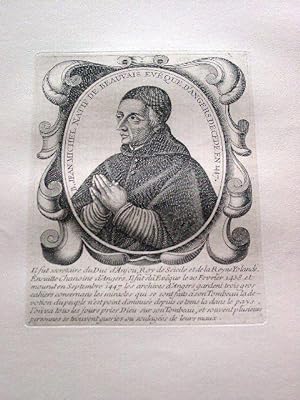 Gravure sur cuivre sur papier vergé représentant JEAN MICHEL évêque d'Angers , il devint conseill...