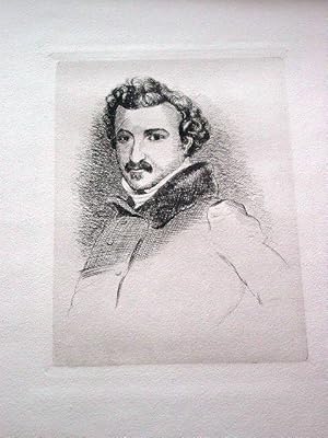 Bild des Verkufers fr Gravure sur cuivre en taille-douce sur papier d'Arches signe au crayon par Contant LE BRETON reprsentant Tony JOHANNOT zum Verkauf von JOIE DE LIRE