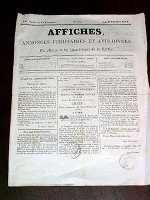 Affiches, Annonces Judiciaires et Avis divers du Mans et du département de la Sarthe en date du M...