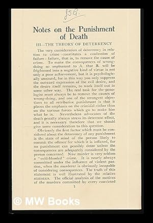 Imagen del vendedor de Notes on the punishment of death. [series of 10 pamphlets] a la venta por MW Books