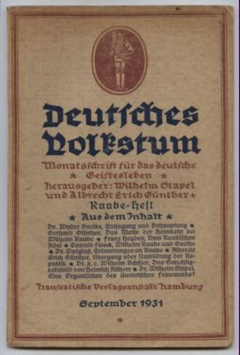 Deutsches Volkstum. Monatsschrift für das deutsche Geistesleben. 13. Jahrgang September 1931.