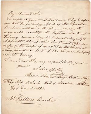 One-page autograph letter signed to Prof. Alexander Dallas Bache