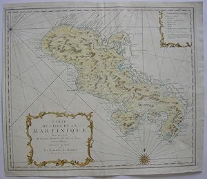 "Carte de l`Isle de la Martinique dressée par Mr. Bellin". Kolor. Kupferstichkarte bei Homanns Er...
