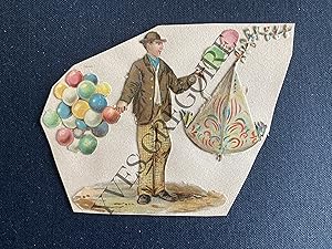 CHROMO DECOUPIS-MARCHAND DE BALLONS ET CERF VOLANT