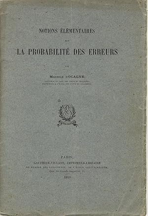Seller image for Notions lmentaires sur la probabilit des erreurs for sale by Sylvain Par