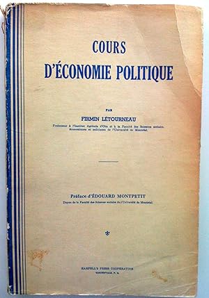 Immagine del venditore per Cours d'conomie politique venduto da Claudine Bouvier