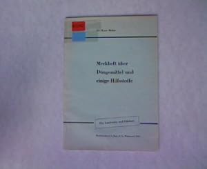 Bild des Verkufers fr Merkheft ber Dngemittel und einige Hilfsstoffe. Fr Landwirte und Grtner. zum Verkauf von Antiquariat Bookfarm