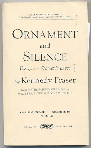 Bild des Verkufers fr Ornament and Silence: Essays of Women's Lives zum Verkauf von Between the Covers-Rare Books, Inc. ABAA