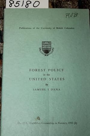 Bild des Verkufers fr FOREST POLICY IN THE UNITED STATES zum Verkauf von Princeton Antiques Bookshop