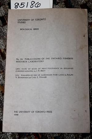 Image du vendeur pour NO. 53 PUBLICATIONS OF THE ONTARIO FISHERIES RESEARCH LABORATORY mis en vente par Princeton Antiques Bookshop